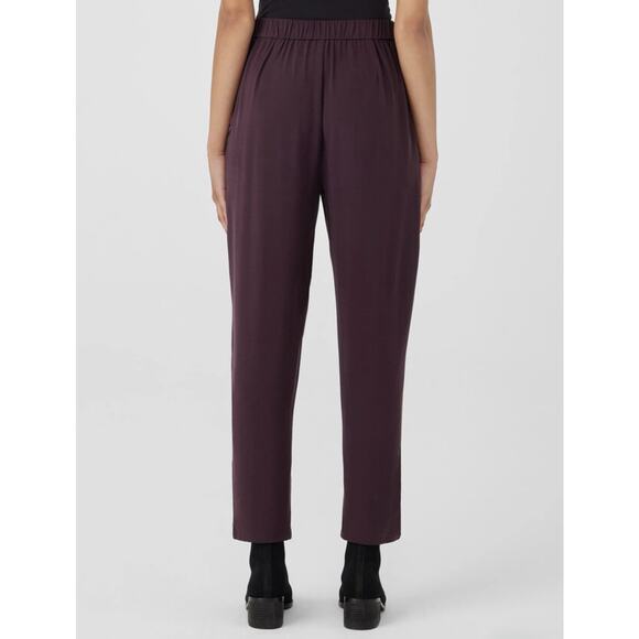 Eileen Fisher Silk Georgette Crepe Tapered Pant - L - Cassis Holiday Minimalist - Picture 3 of 13